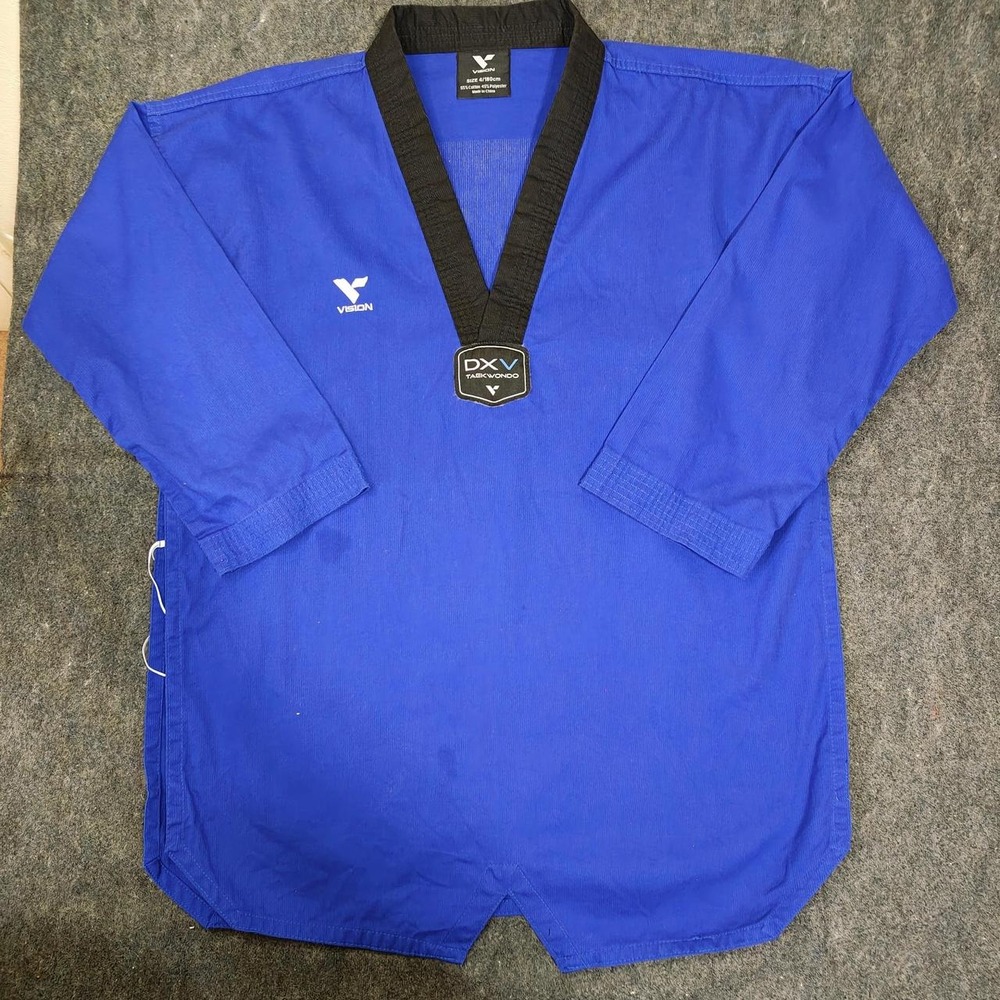 Vision Taekwondo Uniform Blue Black Belt Club World Champion Dobok Size 4 180cm